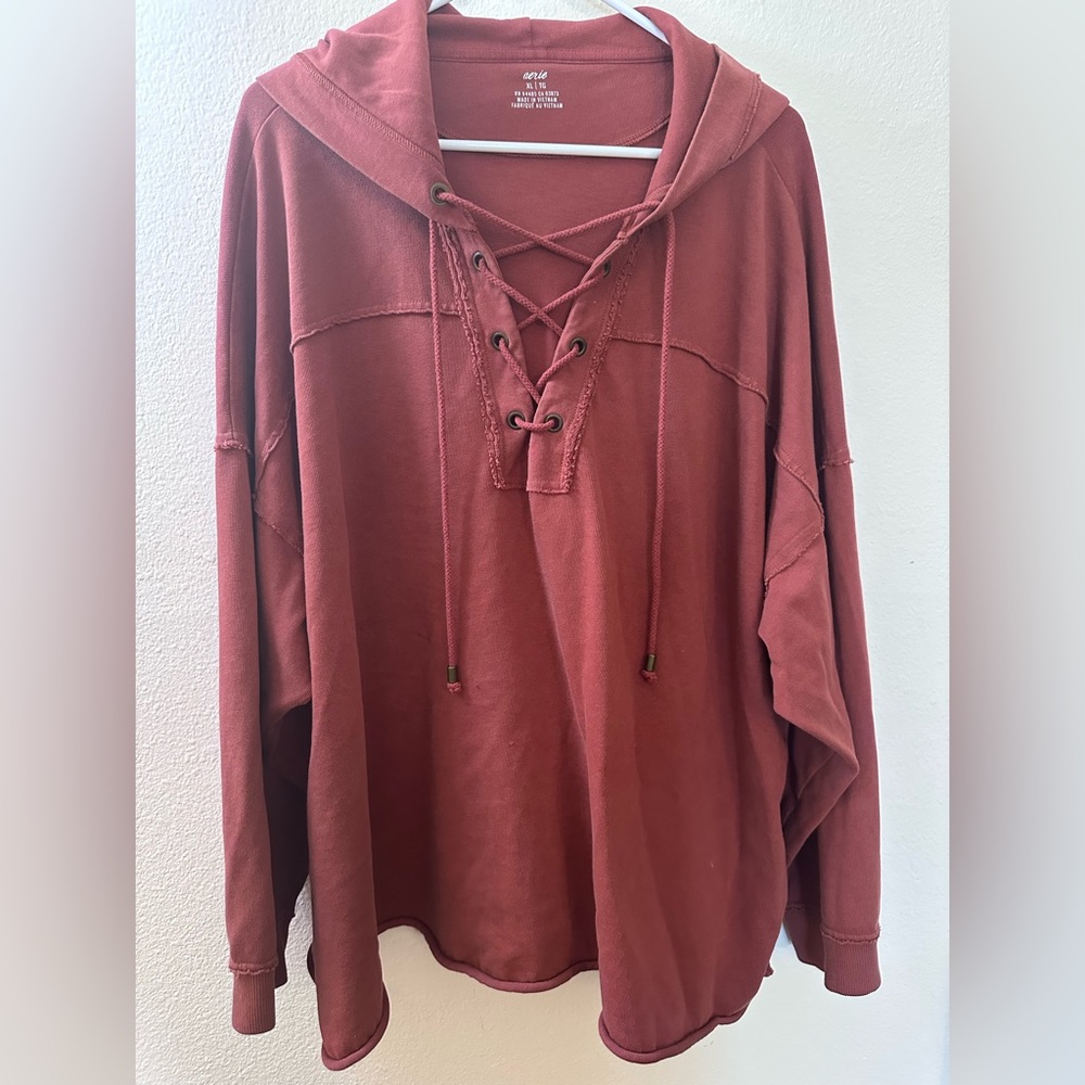 Aerie Hoodie Women’s Lace Up Oversized Pullover